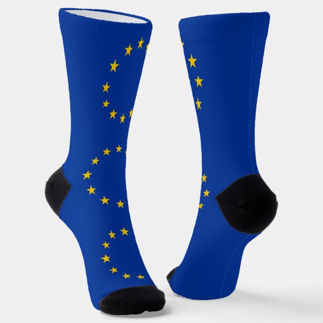 Men crew socks with flag of European Union (Angled)