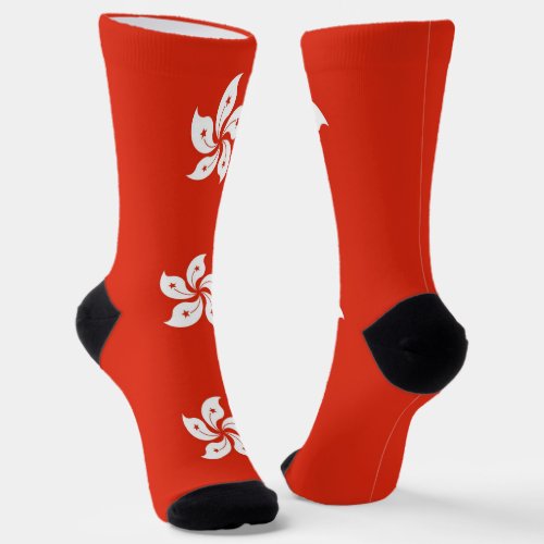 Men crew socks with flag of Hong Kong