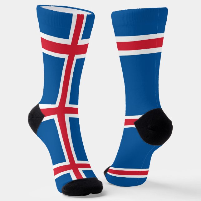 Men crew socks with flag of Iceland (Angled)