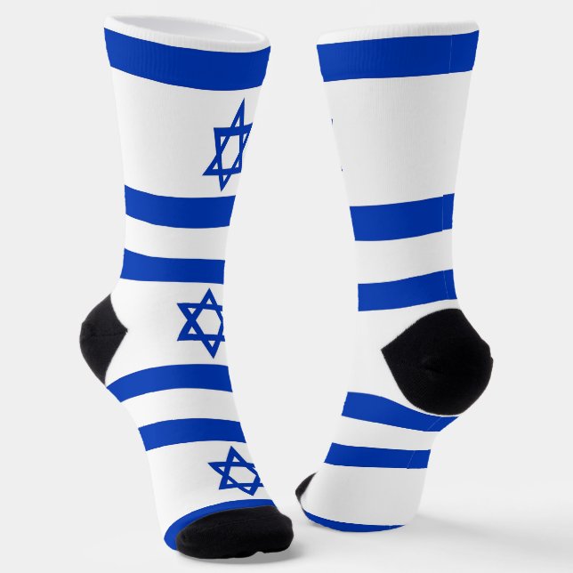 Men crew socks with flag of Israel (Angled)