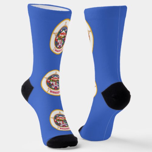 Men crew socks with flag of Minnesota