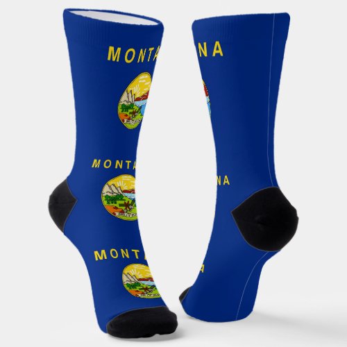 Men crew socks with flag of Montana