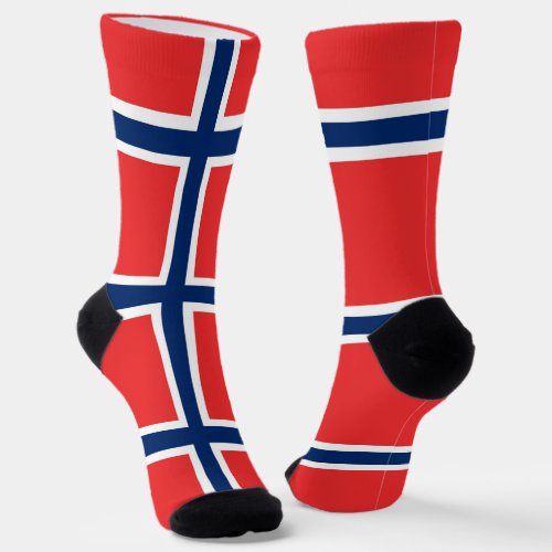 Men crew socks with flag of Norway