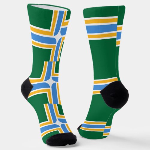 Men crew socks with flag of Portland Oregon