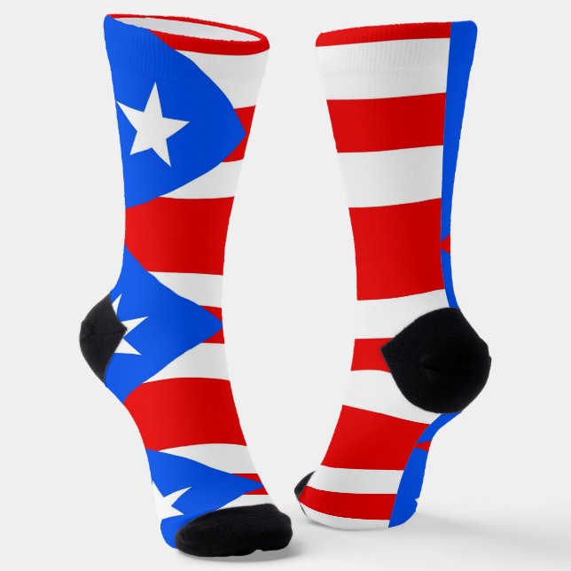 Men crew socks with flag of Puerto Rico (Angled)