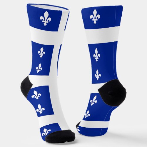 Men crew socks with flag of Quebec Canada