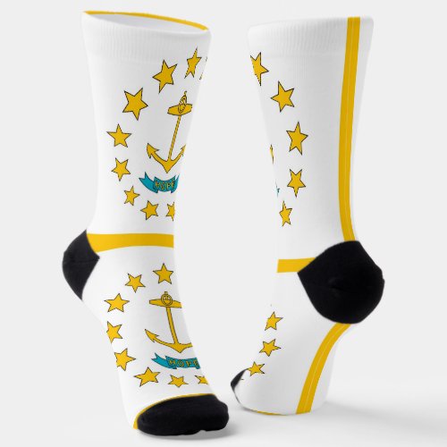 Men crew socks with flag of Rhode Island