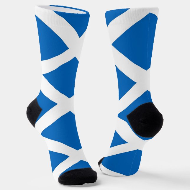 Men crew socks with flag of Scotland, U.K. (Angled)