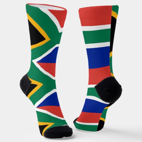 Men crew socks with flag of South Africa