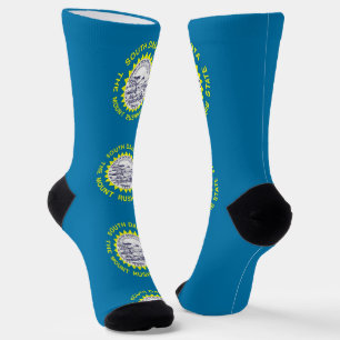 Men crew socks with flag of South Dakota