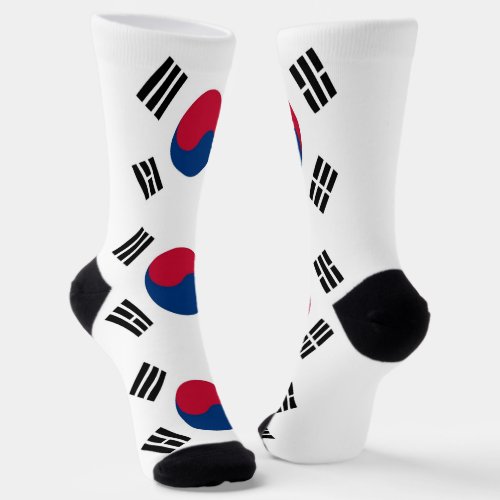 Men crew socks with flag of South Korea