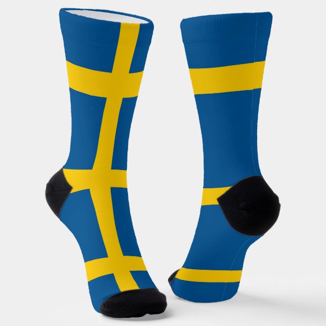 Men crew socks with flag of Sweden (Angled)