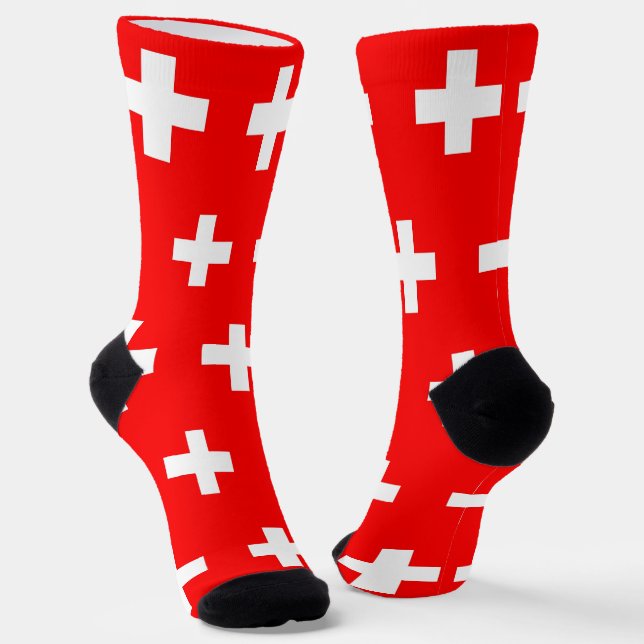 Men crew socks with flag of Switzerland (Angled)