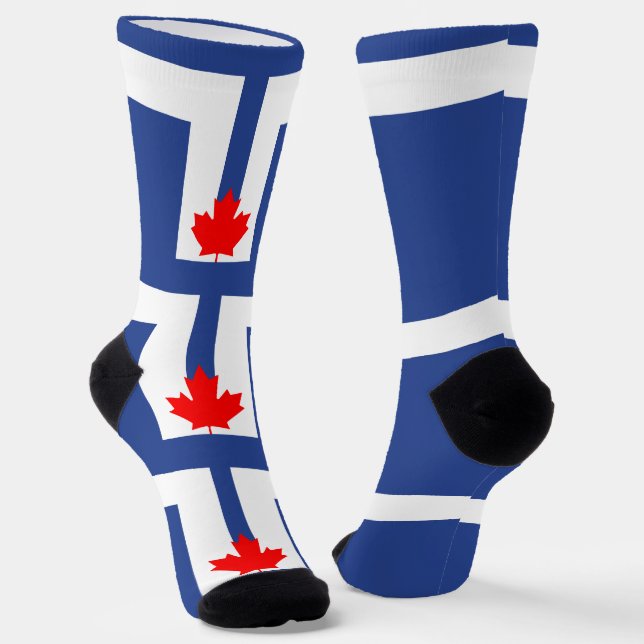 Men crew socks with flag of Toronto, Canada (Angled)