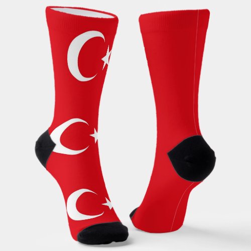 Men crew socks with flag of Turkey