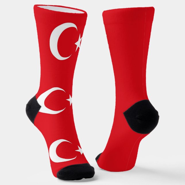 Men crew socks with flag of Turkey (Angled)
