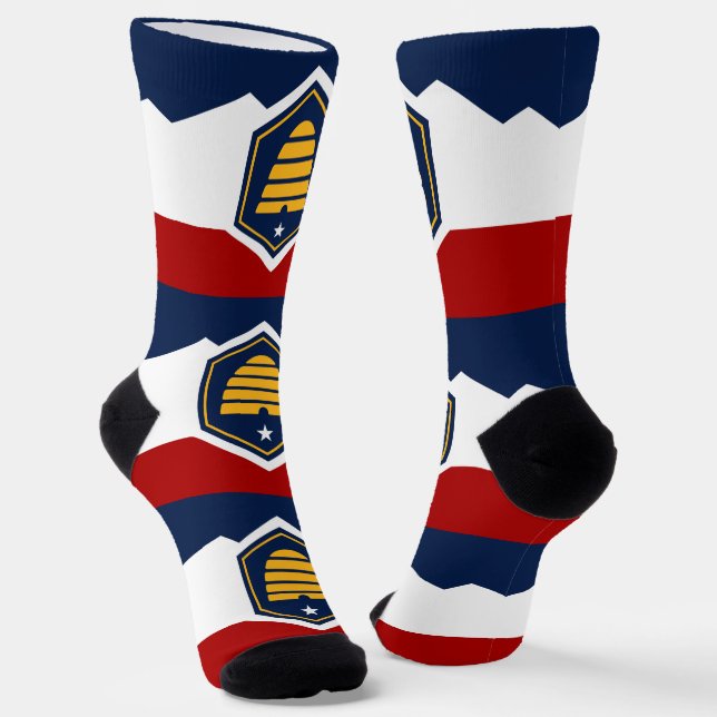 Men crew socks with flag of Utah State, USA (Angled)