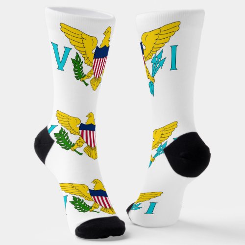 Men crew socks with flag of Virgin Islands USA