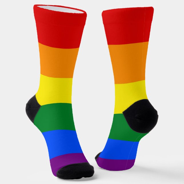 Men crew socks with Rainbow flag (Angled)