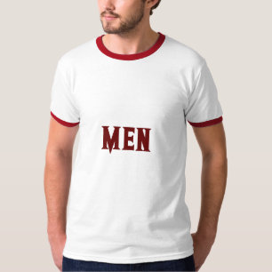 Men Custom Text Dark Red Color Men's Basic Ringer T-Shirt