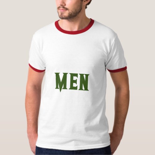 Men Custom Text Forest Green Color Basic Ringer T_Shirt