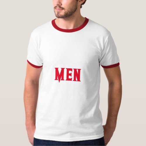 Men Custom Text Name Red Color Mens Basic Ringer  T_Shirt