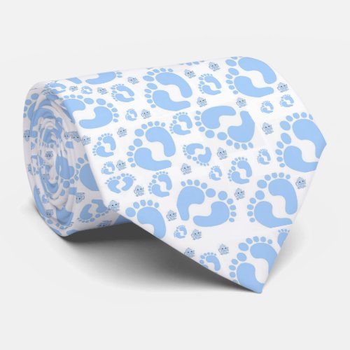 Men Designer Baby Feet Boy Blue Elephants Neck Tie