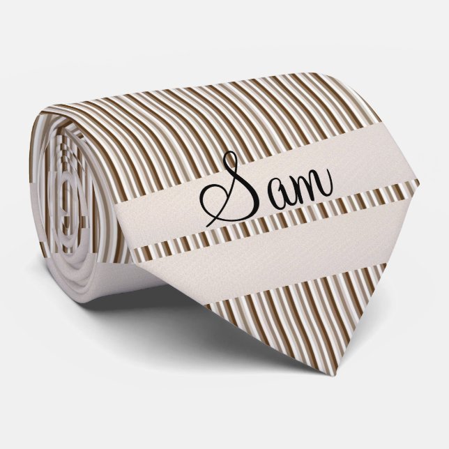 Men Designer Brown Stripe Neck Tie (Rolled)