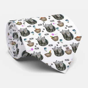 Men Designer Cats Kittens Meow Neck Tie