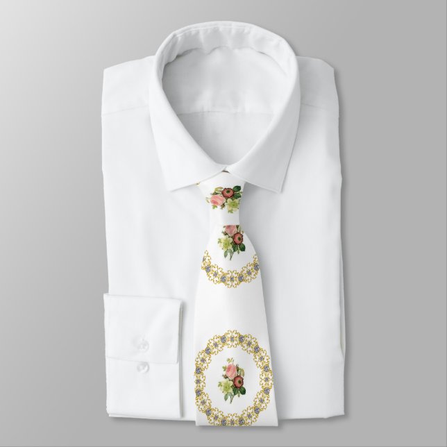 Men Designer Floral Neck Tie (Tied)