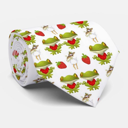 Men Designer Frogs Chicken Strawberry Neck Tie