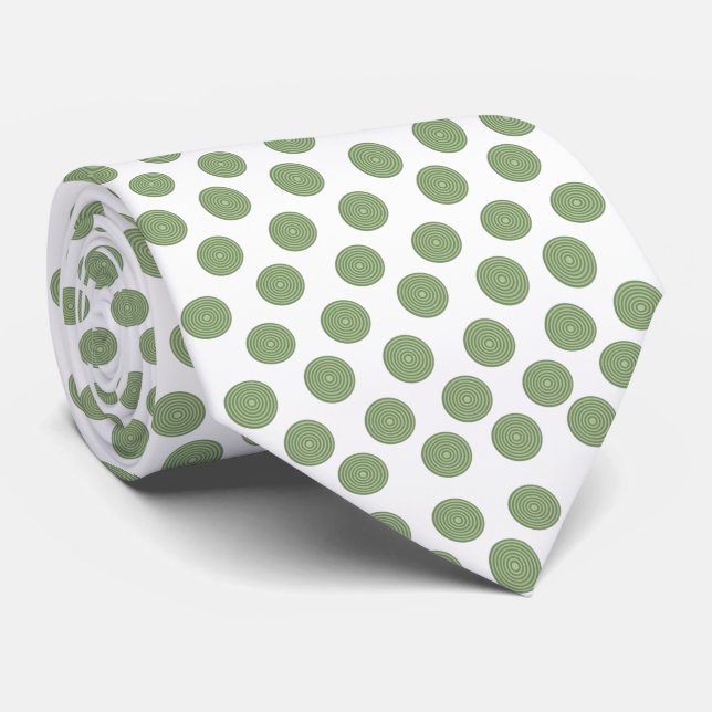 Men Designer Green Circles Neck Tie (Rolled)