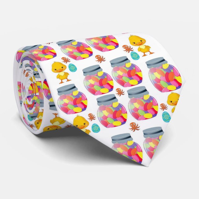 Men Designer Jellybeans Neck Tie (Rolled)