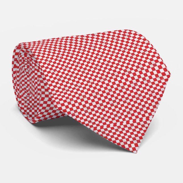 Men Designer Red Plaid Neck Tie (Rolled)