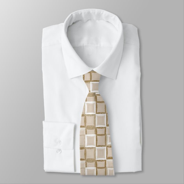 Men Designer Ties Beige Stars (Tied)