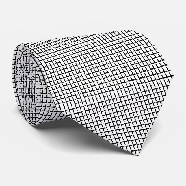 Men Designer Ties Black and White Squares (Rolled)