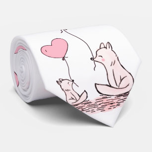 Men Designer Ties Cat Pink Hearts