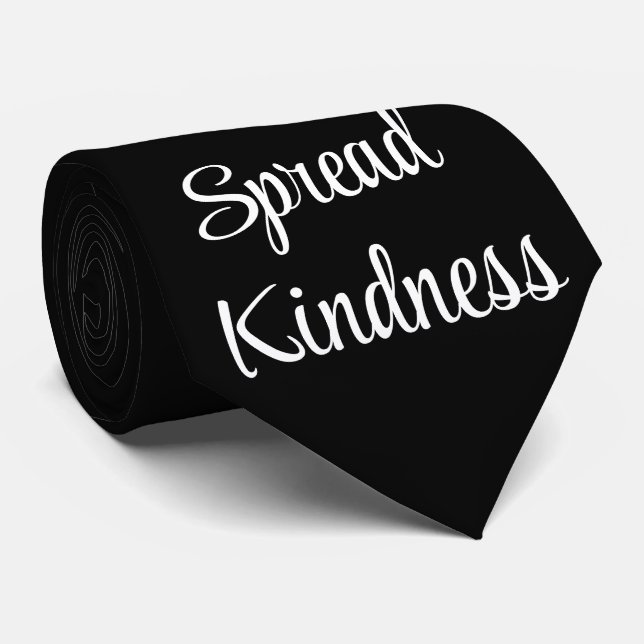Men Designer Ties Classic Black Spread Kindness (Rolled)