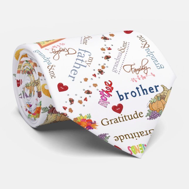 Men Designer Ties Happy Thanksgiving Day (Rolled)