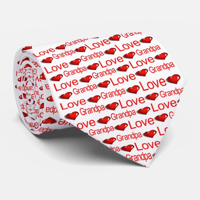 Men Designer Ties Happy Valentine's Day Grandpa (Rolled)