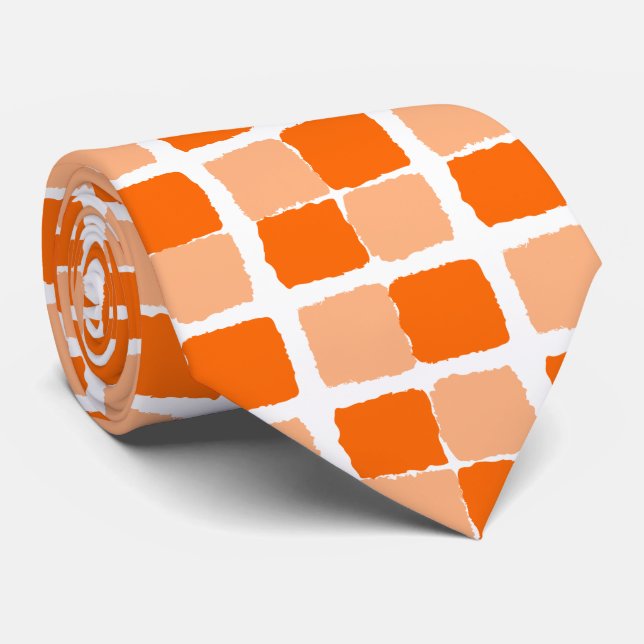 Men Designer Ties Orange Squares (Rolled)
