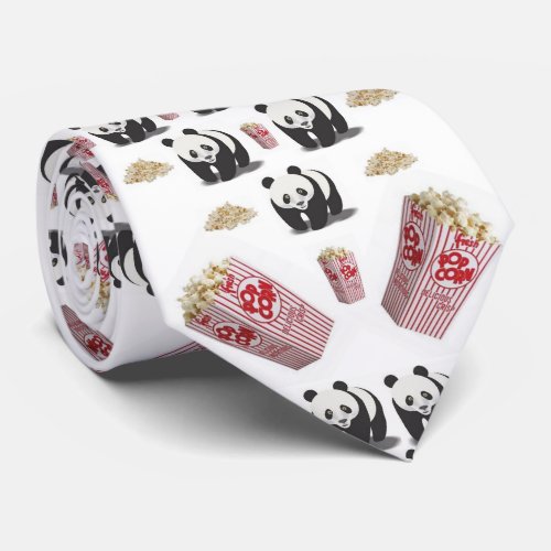 Men Designer Ties Panda Bear Popcorn