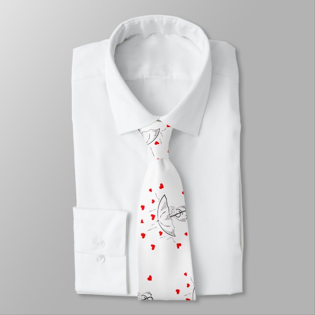 Men Designer Ties Umbrella Red Hearts (Tied)