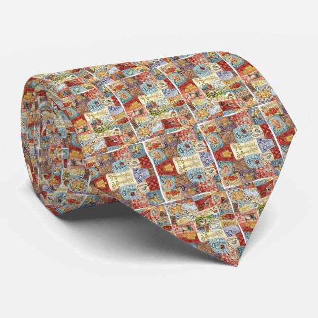Men Designer Vintage Sewing Neck Tie (Rolled)