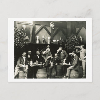 Men Drinking in the Tavern Vintage Postcard