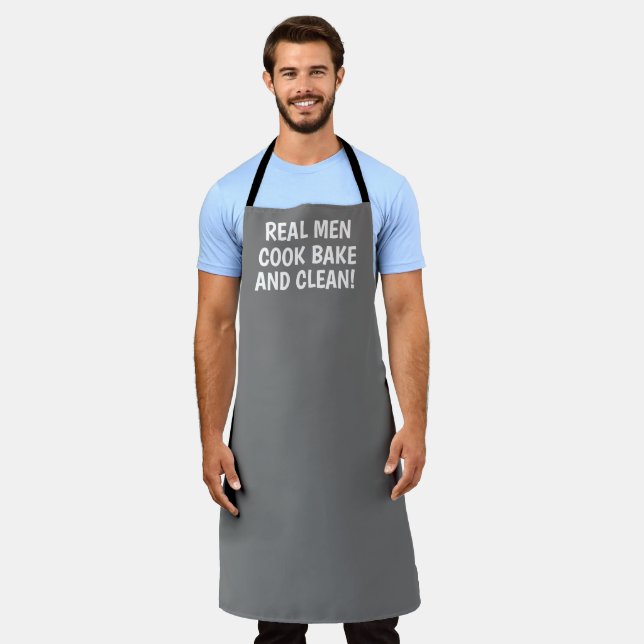 Men Elegant Grey Modern Simple Dad Chef Apron (Worn)