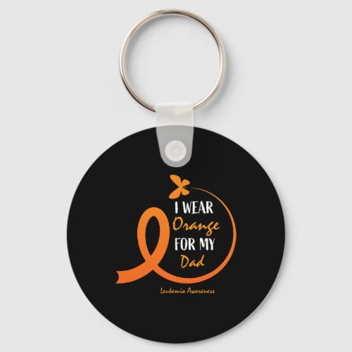 Men Father I Wear Orange For My Dad Leukemia Aware Keychain