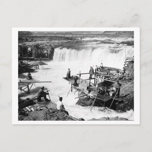 Men fishing at Celilo Falls Photograph Postcard