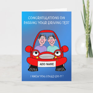 Men friends passed driving test card
