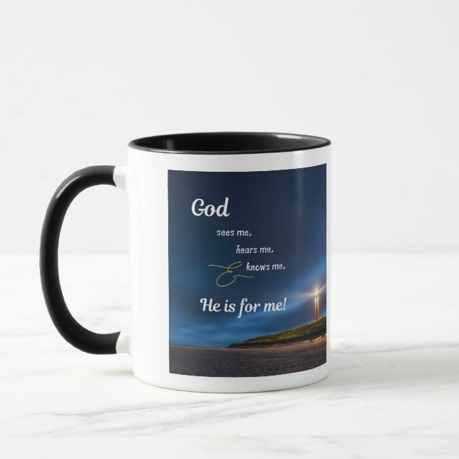 Men - God Sees-Hears-Knows Me Mug (Left)